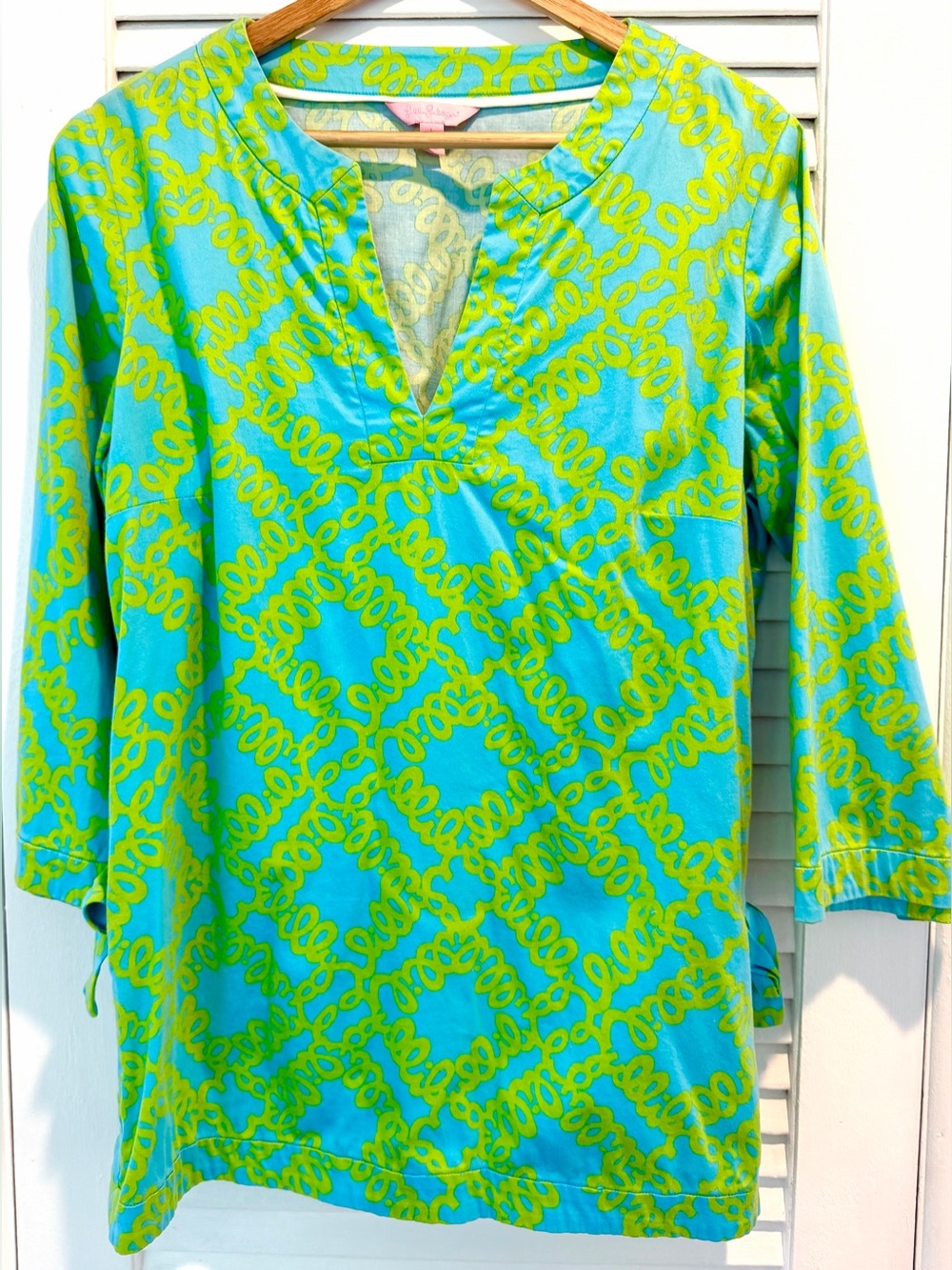 Lilly Pulitzer women’s Large Turquoise Green Tunic Quarter sleeve